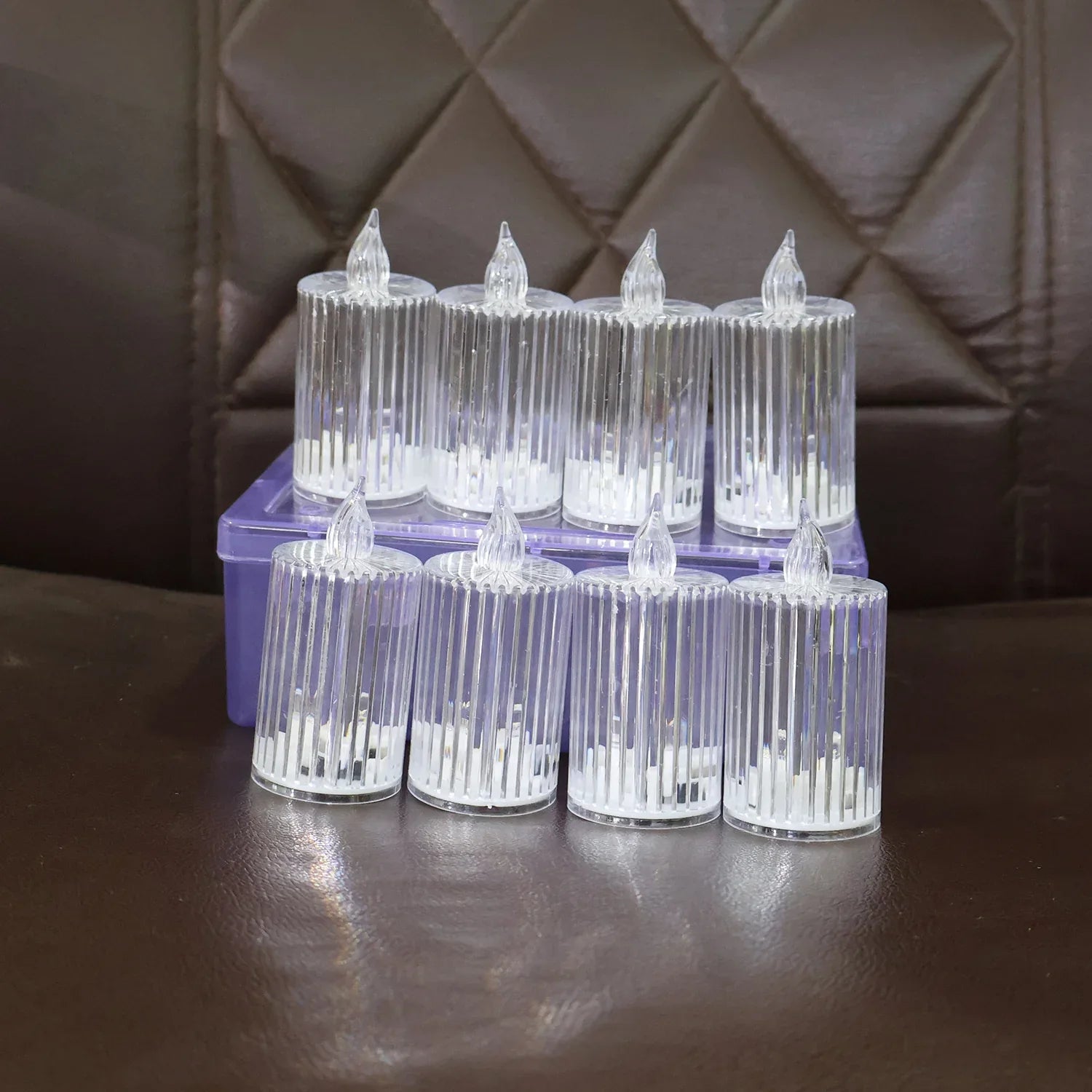 Premium Crystal Effect Led Flameless Candle Lights (8 Pc) - Zidbik