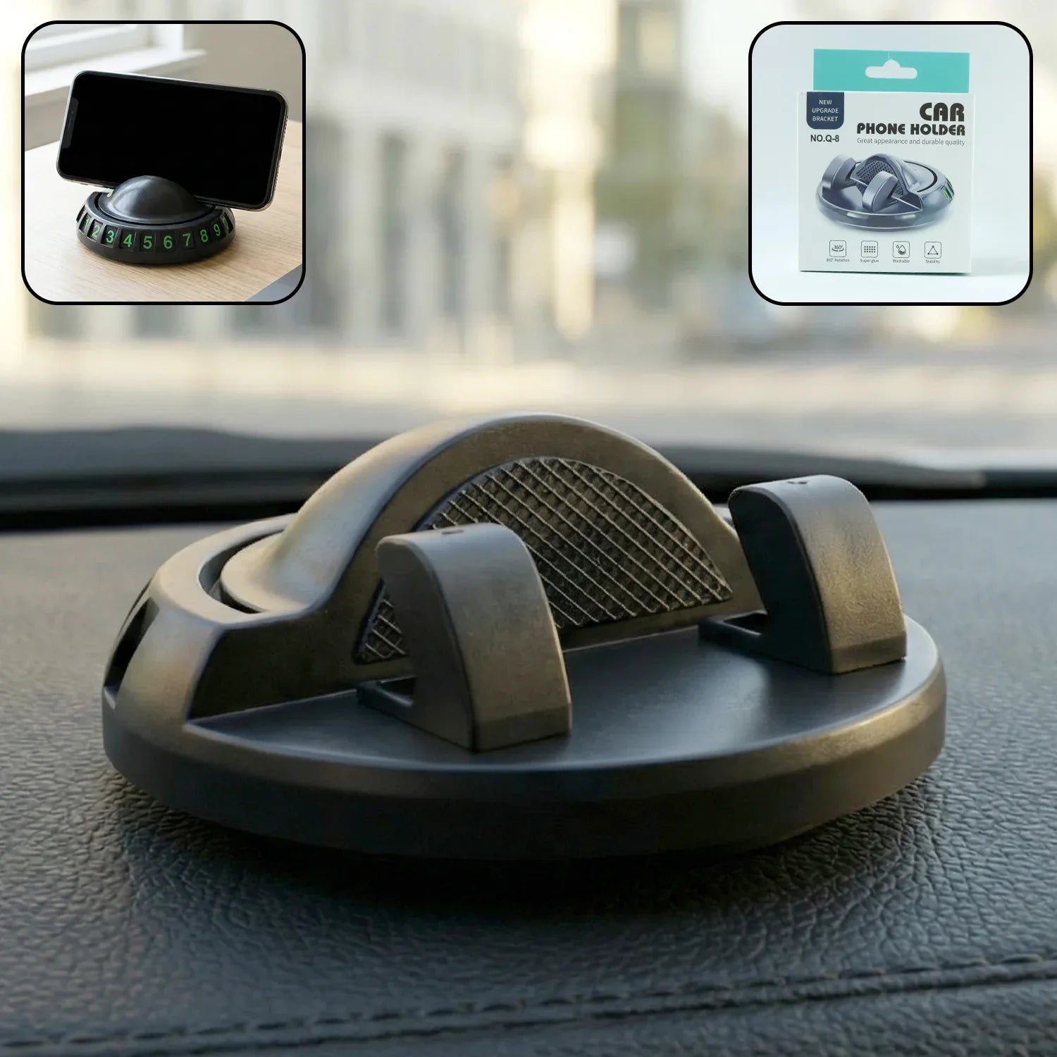 360 Rotating Anti-slip Car Dashboard Mobile Phone Holder (1 Pc) - Zidbik