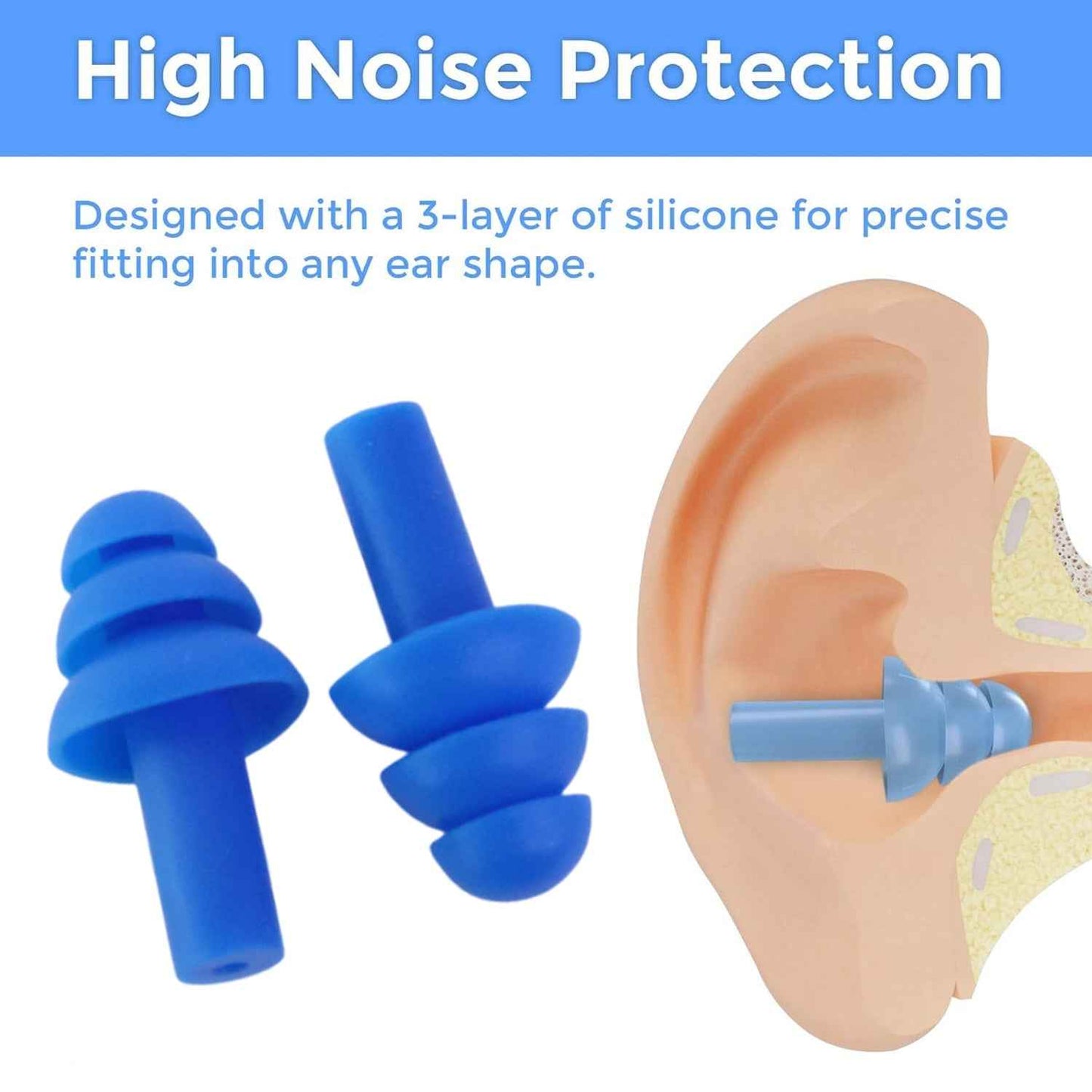 Reusable Silicone Swimming Ear Plugs - (Set) - Zidbik