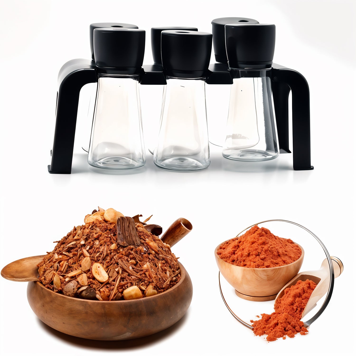 6-piece Plastic Spice Jar Set With Stand - Zidbik