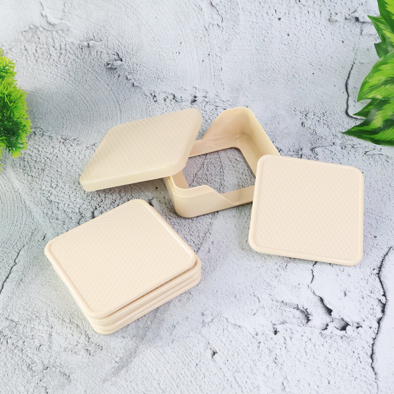 Ganesh Premium Square Coasters With Storage Box (6 Pc  Set) - Zidbik