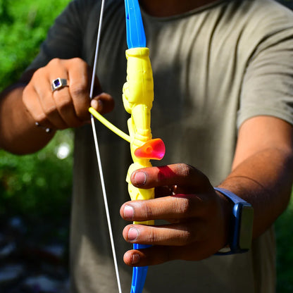 4438 Plastic Archery Bow And Arrow Toy Set With Single Knife And 3pc Arrow And Target Board - Zidbik