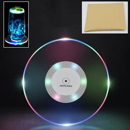 Colorful Led Cocktail Coaster Round Ultra-thin Led Drink Coaster (1 Pc) - Zidbik