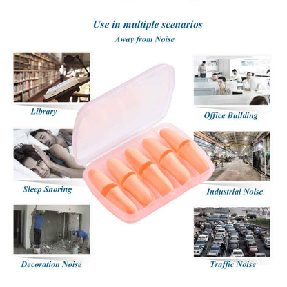 Foam Ear Plugs with Case - Portable Storage Box (5 Pairs)