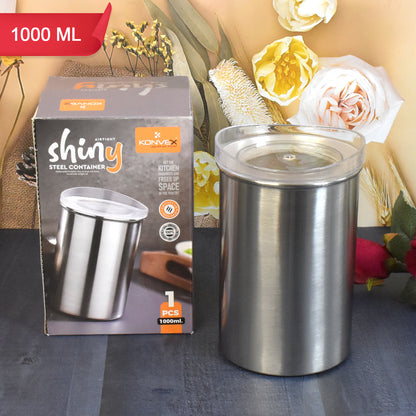 Multipurpose Stainless Steel Airtight Containers With See Through Lid (1 Pc  1000 Ml) - Zidbik