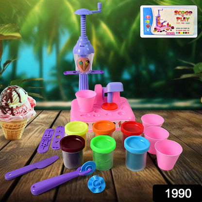 Scoop And Play Set Color Dough For Kids Play Toys Ice Cream Maker Machine (36 Pcs Set) - Zidbik