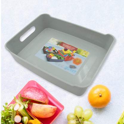 3645 Multipurpose Organising  Storage Plastic Tray  Fruit  Vegetable Multi Purpose Tray Organizer For Kitchen Countertop Cabinet Bathroom Plastic Storage Basket For Store Fruits Vegetables Magazines Cosmetics Stationary Set Of 3 - Zidbik