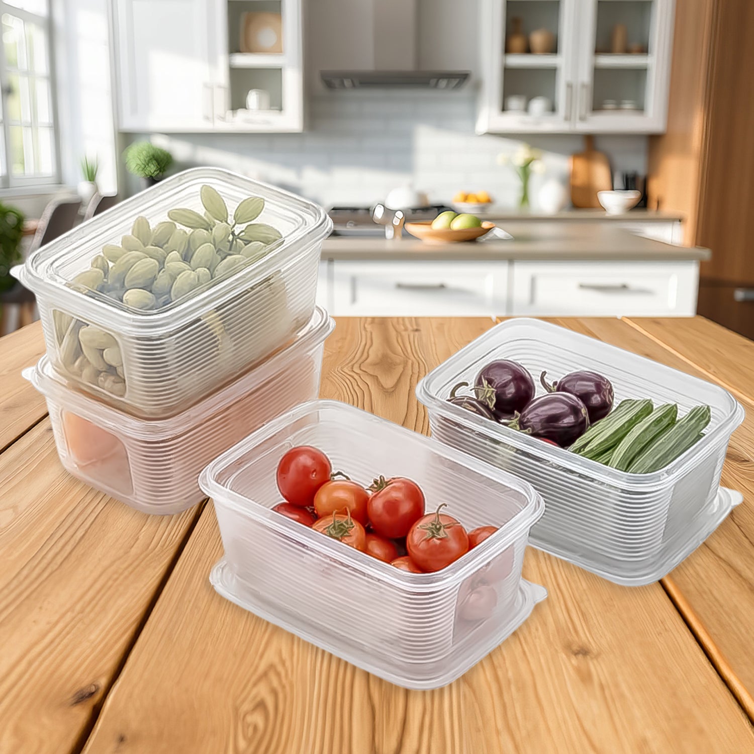 6 Pcs Multipurpose Plastic Food Storage Container Set - Zidbik