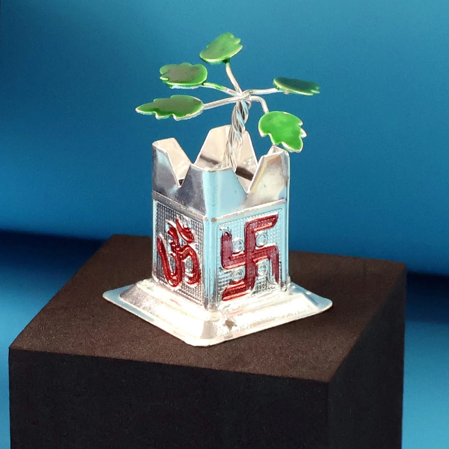 Tulsi Plant Miniature Idol With Mandir Kalash Base - (1 Pc) - Zidbik