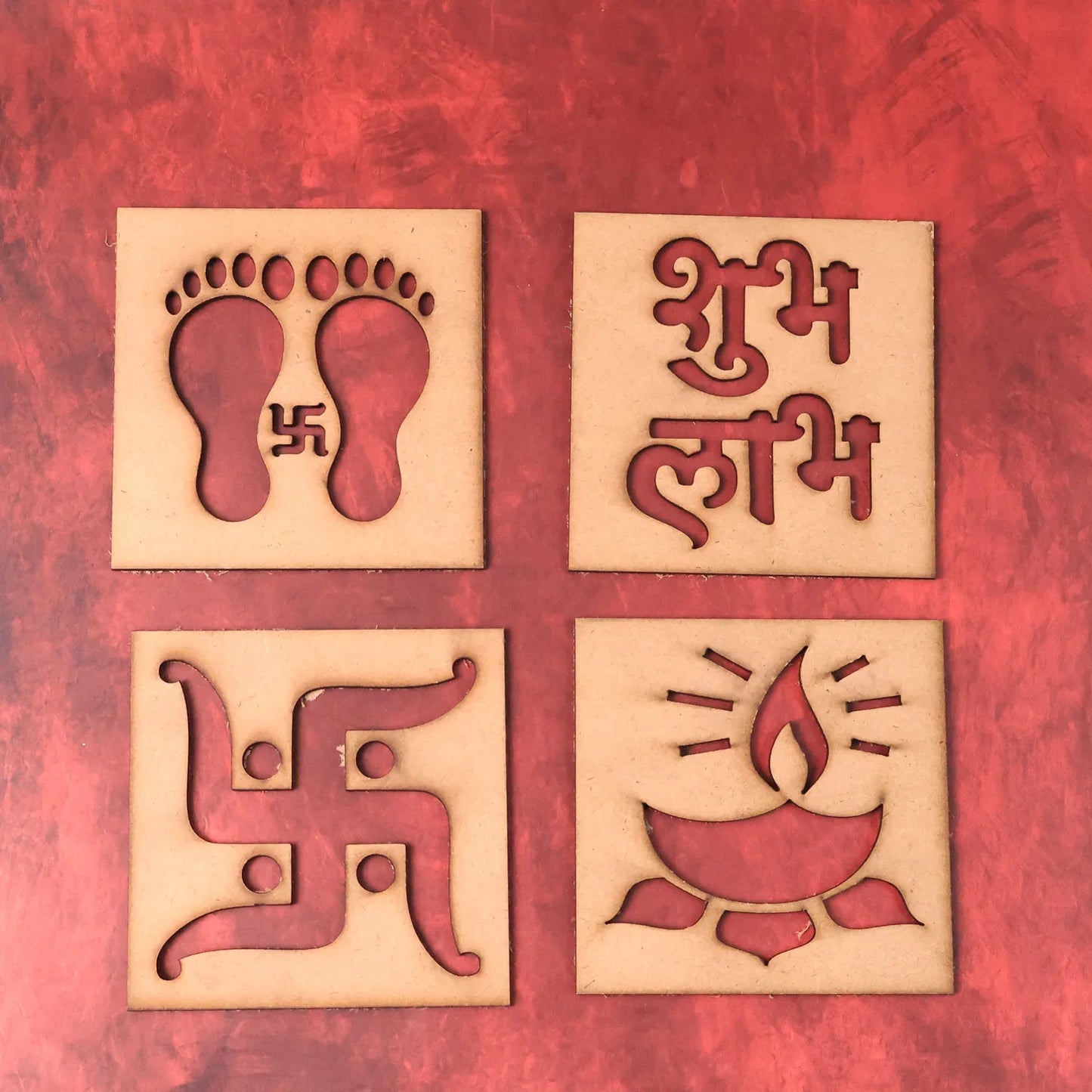 Wooden Decorative Cutouts (Mix Design 4 Pc) - Zidbik