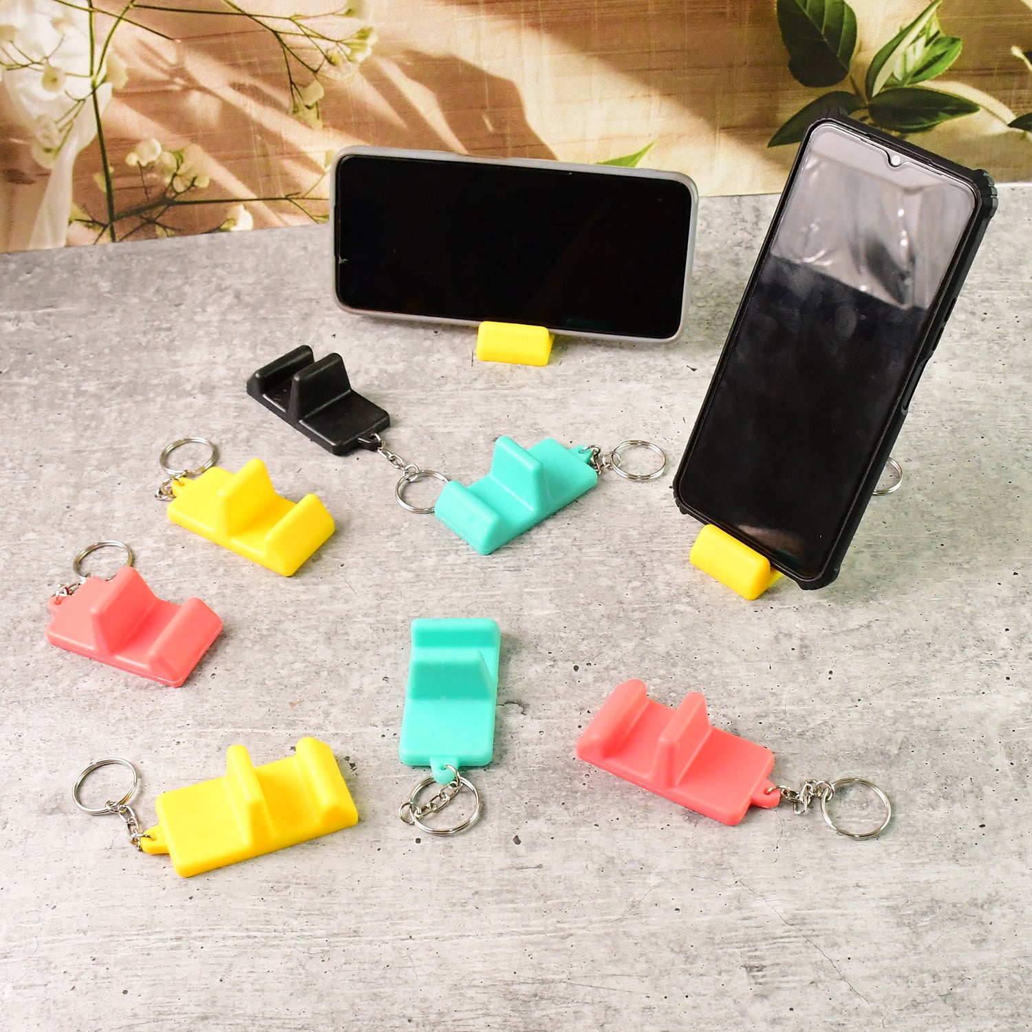 Plastic 2-in-1 Mobile Stand Keychain (9 Pc) - Zidbik