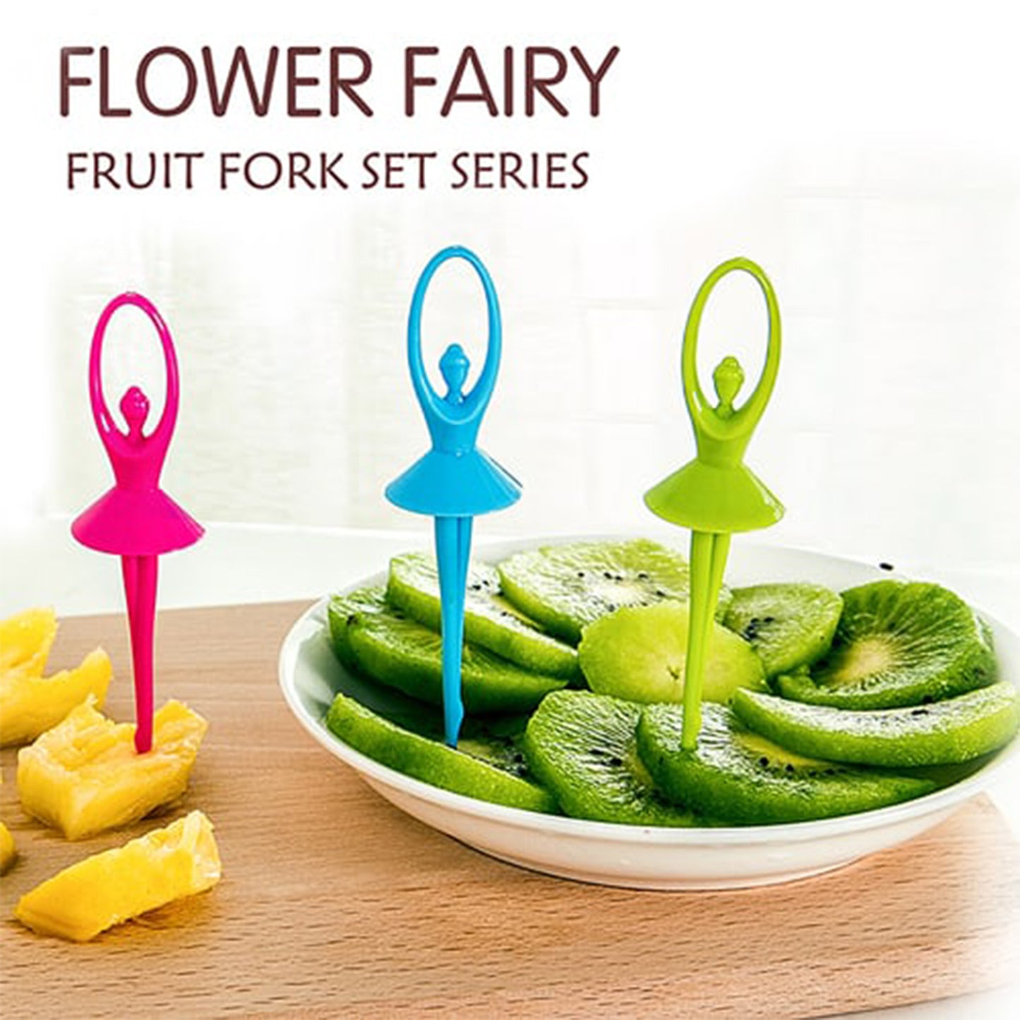 2046 Dancing Doll Fruit Fork Cutlery Set With Stand Set Of 6. - Zidbik