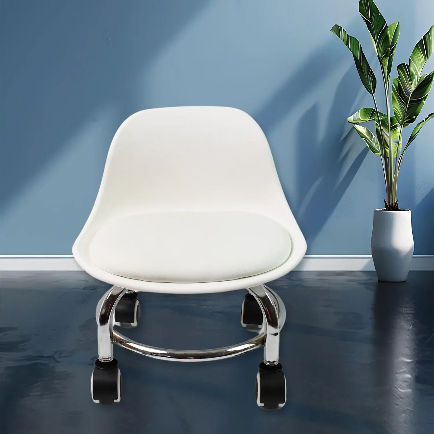 4054 Low Round Rolling Stool With Wheels Pedicure Stool For Fitness Office Garage Home Garden Furniture Benches Stools Multi-color (1 Pc) - Zidbik