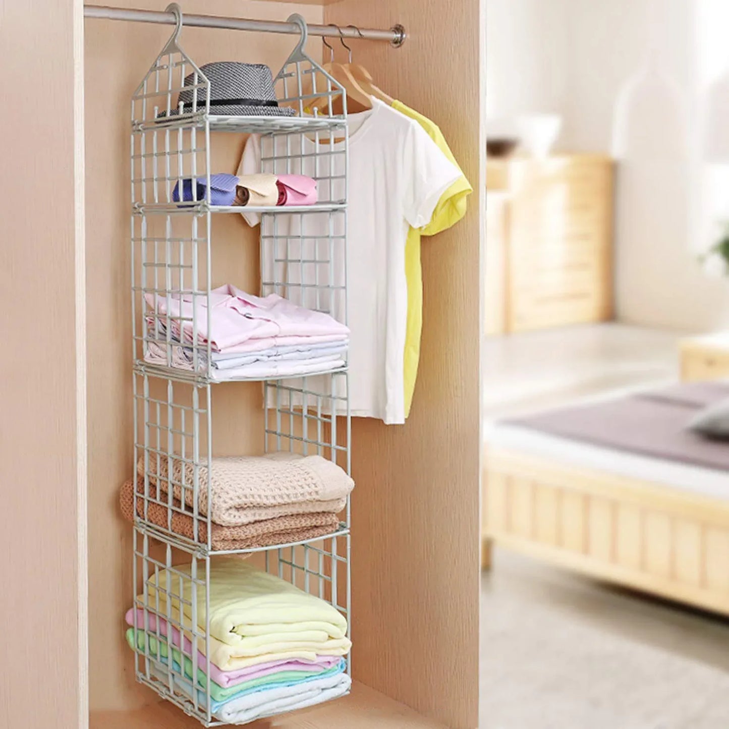 4526 Multipurpose 5 Layer Folding Clothes Storage Rackscloset For Students Wardrobe Shelves Socks Scarf T-shirt Etchanging Organizer Storage Holders Racks - Zidbik