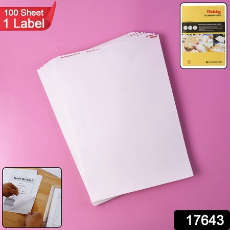 Oddy Self-adhesive Label Sheets  A4 Full-sheet Labels (100 Sheet)