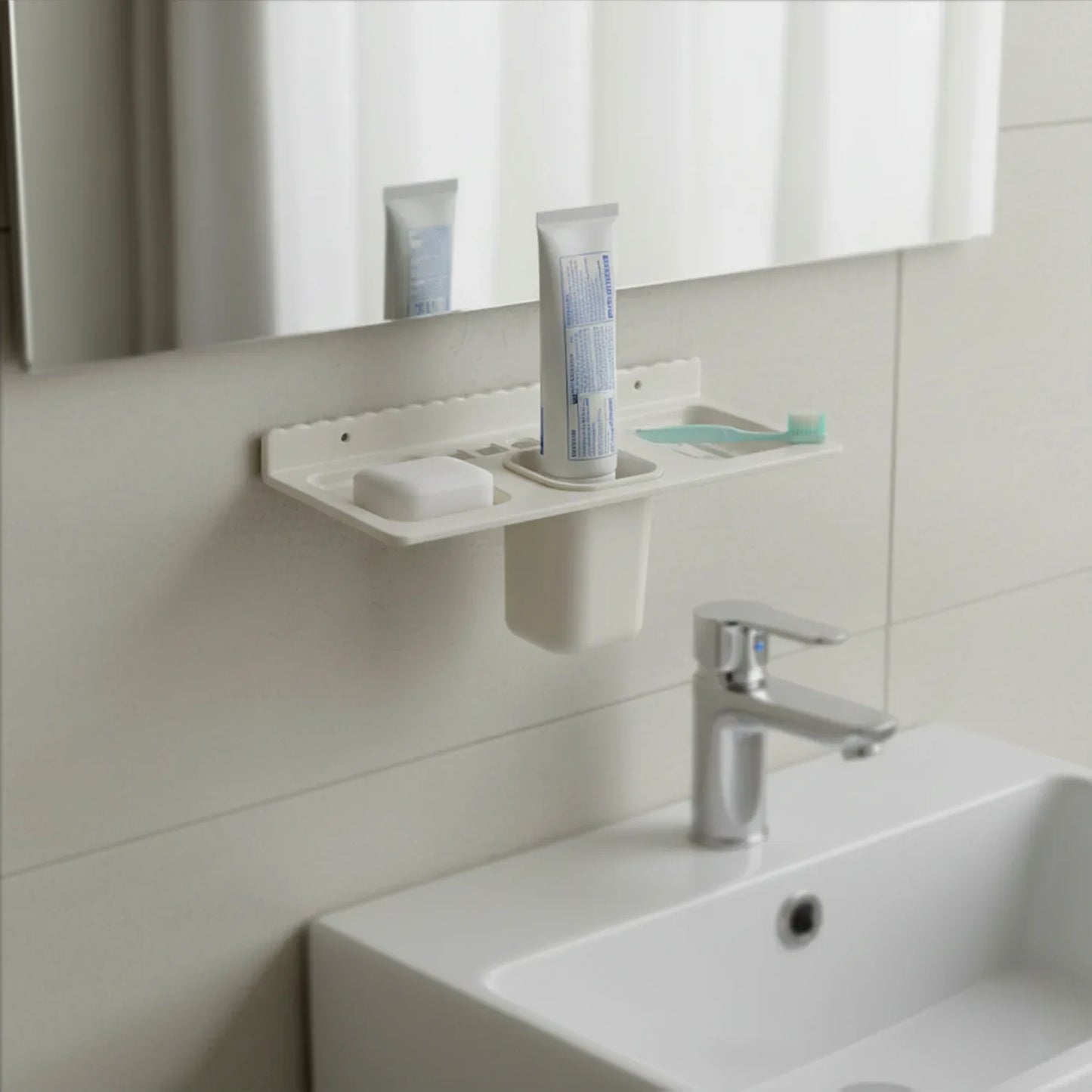 4 In 1 Wall-mounted Bathroom Organizer - (1 Pc) - Zidbik