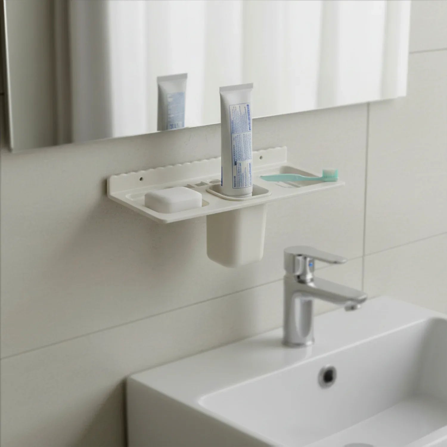 4 In 1 Wall-mounted Bathroom Organizer - (1 Pc) - Zidbik