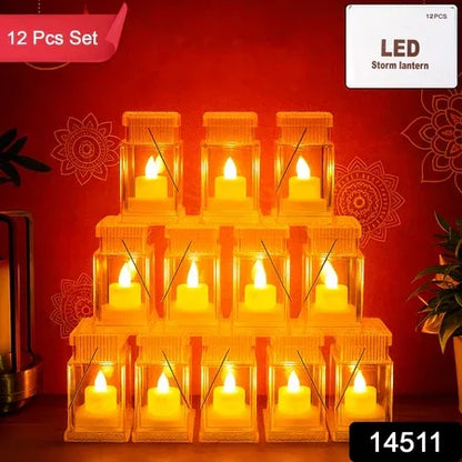 Set Of 12 Led Storm Lantern Decorative Lights - Zidbik
