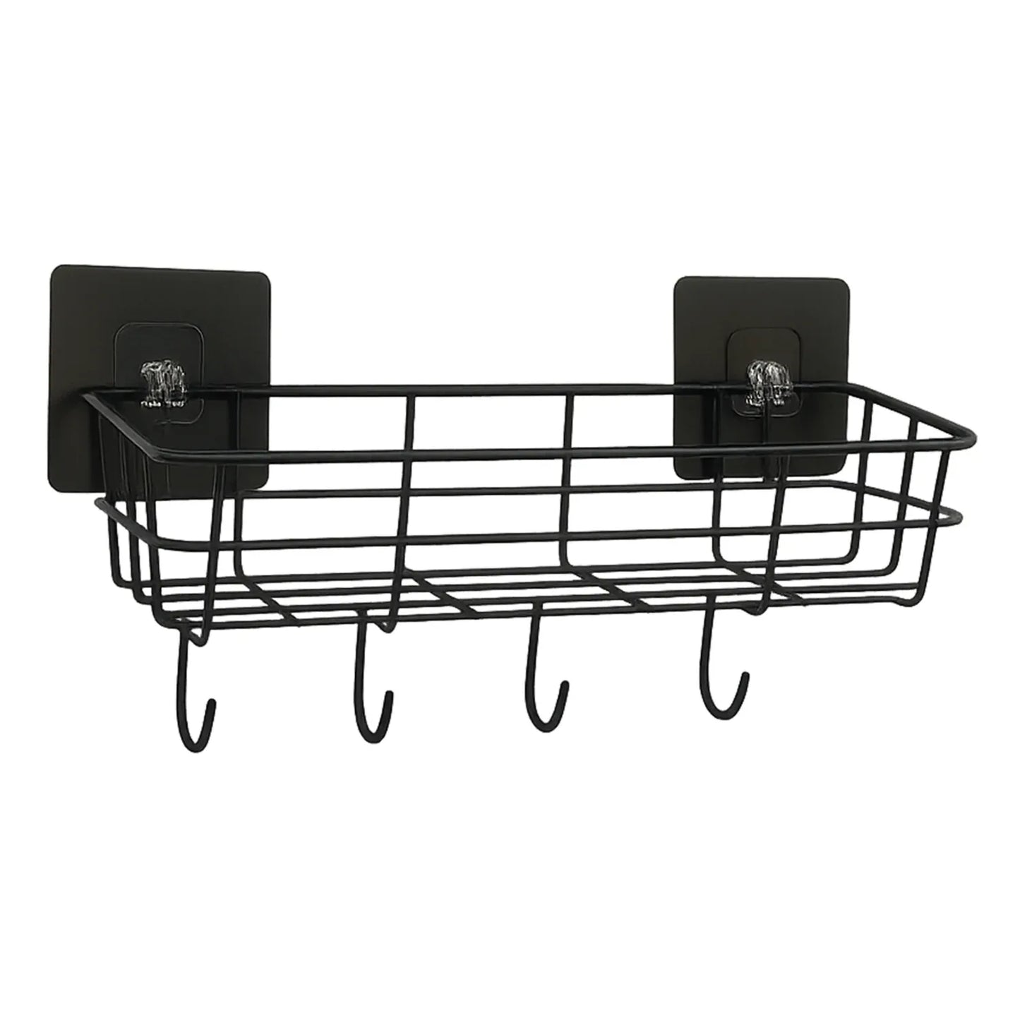 Heavy-duty Self-adhesive Wall Storage Baskets With Hooks (Pack Of 2) - Zidbik