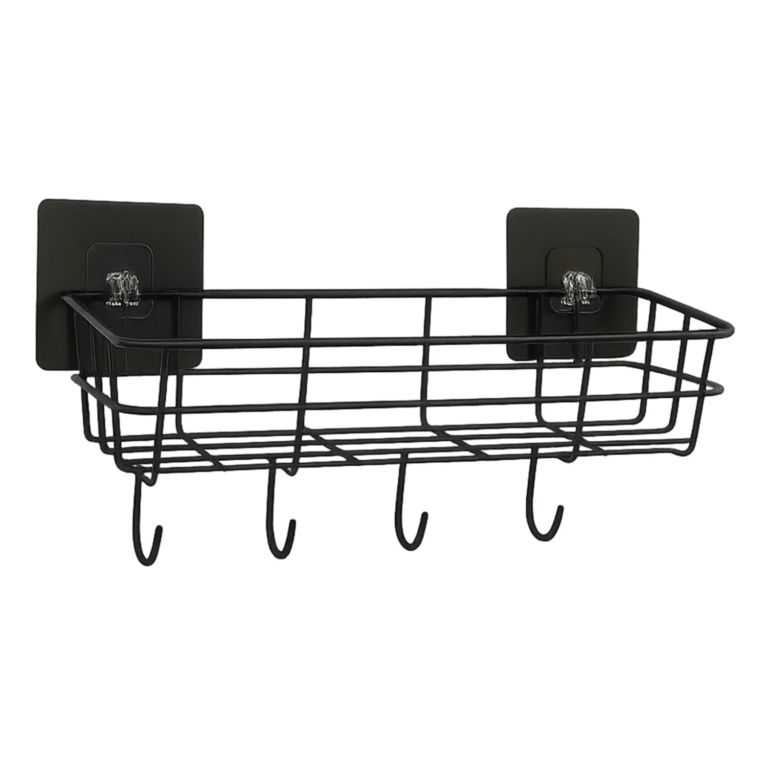 Heavy-duty Self-adhesive Wall Storage Baskets With Hooks (Pack Of 2) - Zidbik