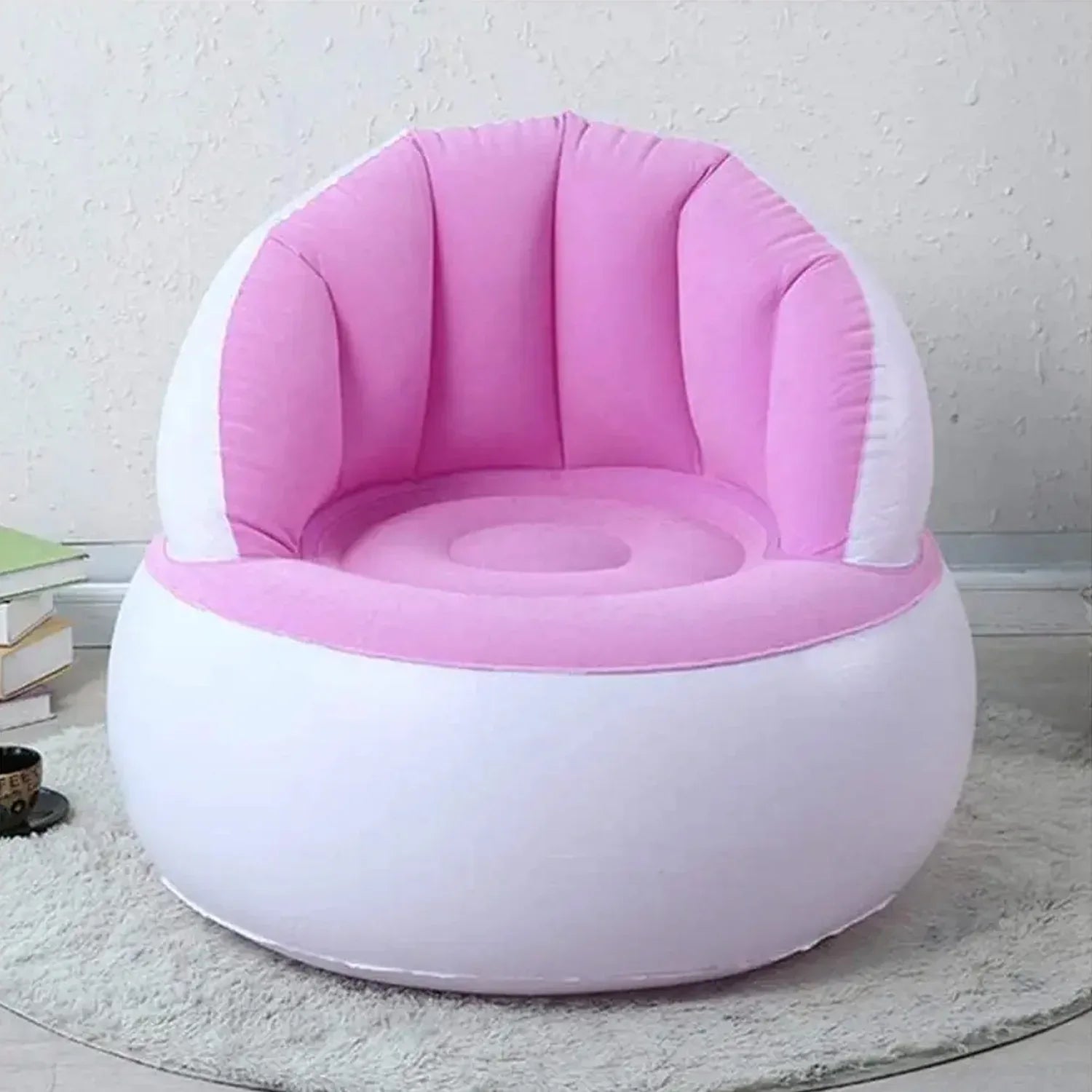 Kids Inflatable Sofa Chair With Backrest Foot Air Pump With Hose (1 Set 85x74 Cm Approx) - Zidbik
