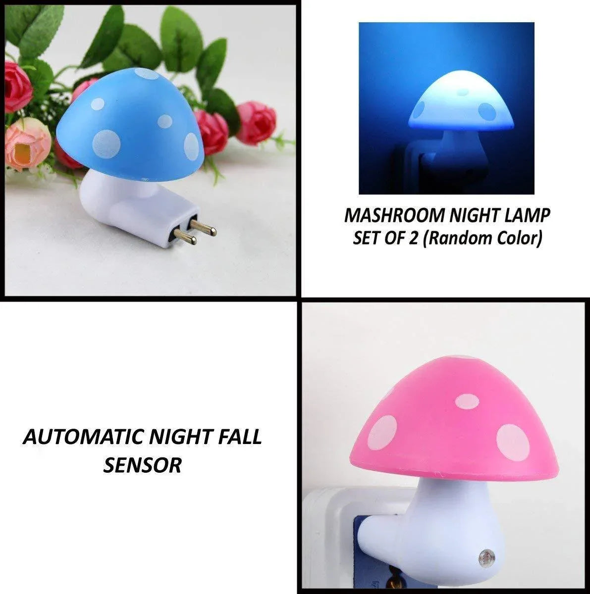 0254 Automatic Night Sensor Mushroom Lamp (0.2 Watt Multicolour) - Zidbik