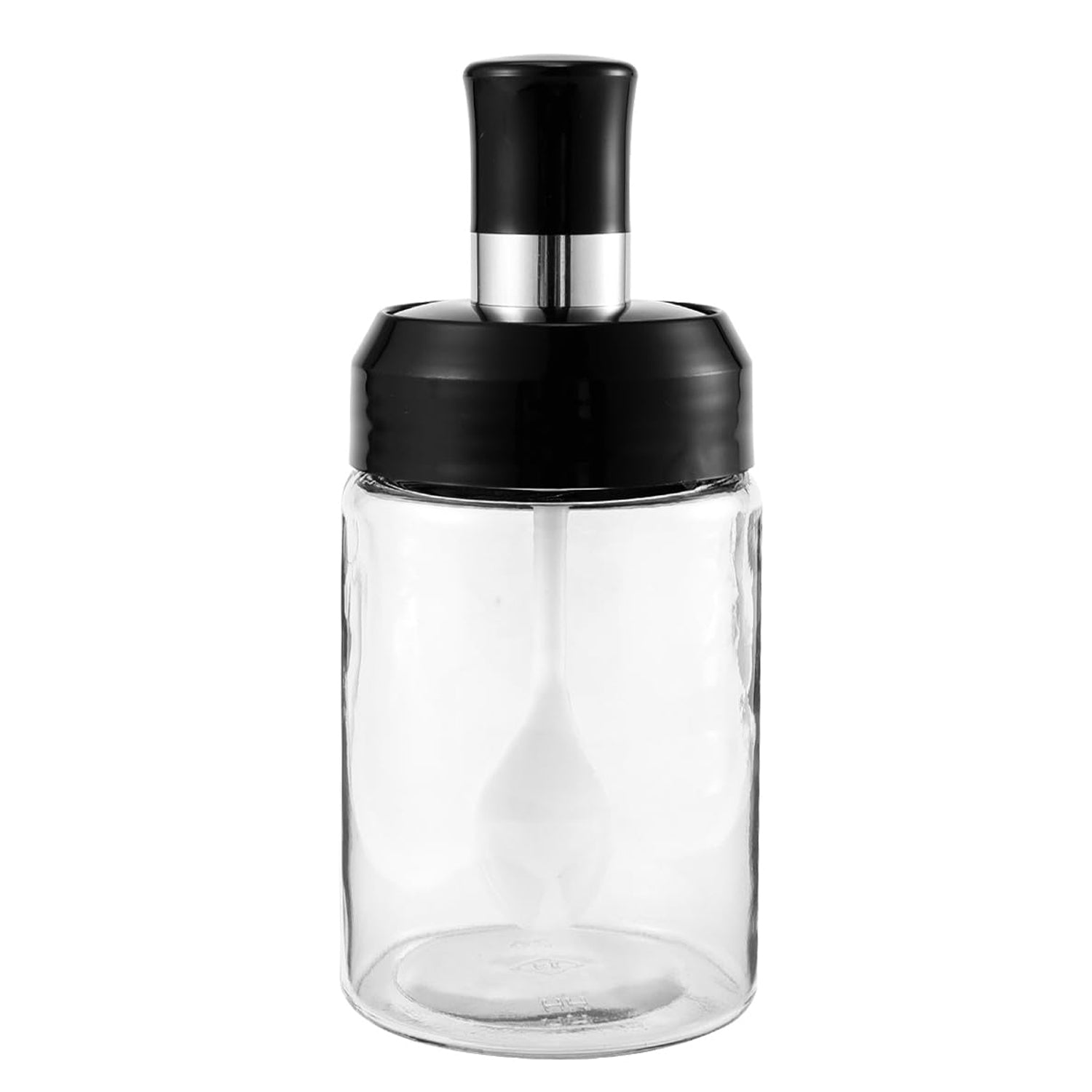 Transparent Glass Storage Jar With Built-in Spoon Approx 250ml - Zidbik