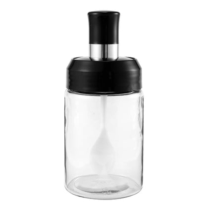 Transparent Glass Storage Jar With Built-in Spoon Approx 250ml - Zidbik