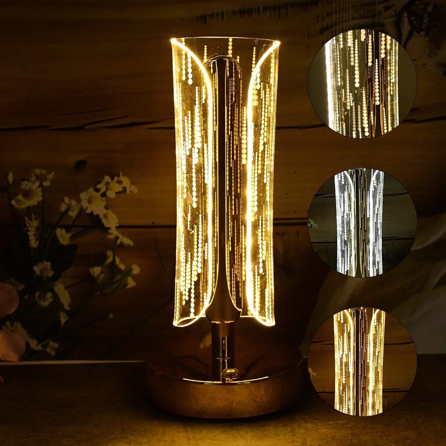 Luxury Tall Cylinder Shape Crystal Table Lamp (1 Pc) - Zidbik