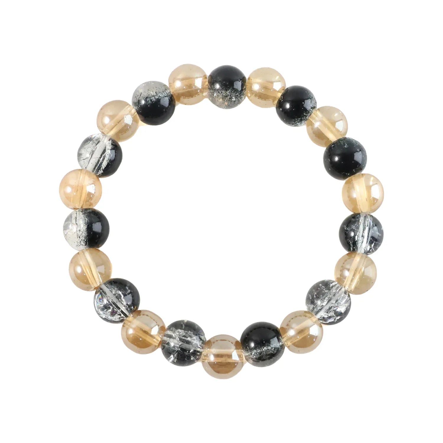 Elegant Dual-tone Crystal Beaded Stretch Bracelet (1 Pc) - Zidbik