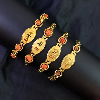 Gold Plated Metal Bracelet Rakhi For Brother (1 Pc) - Zidbik