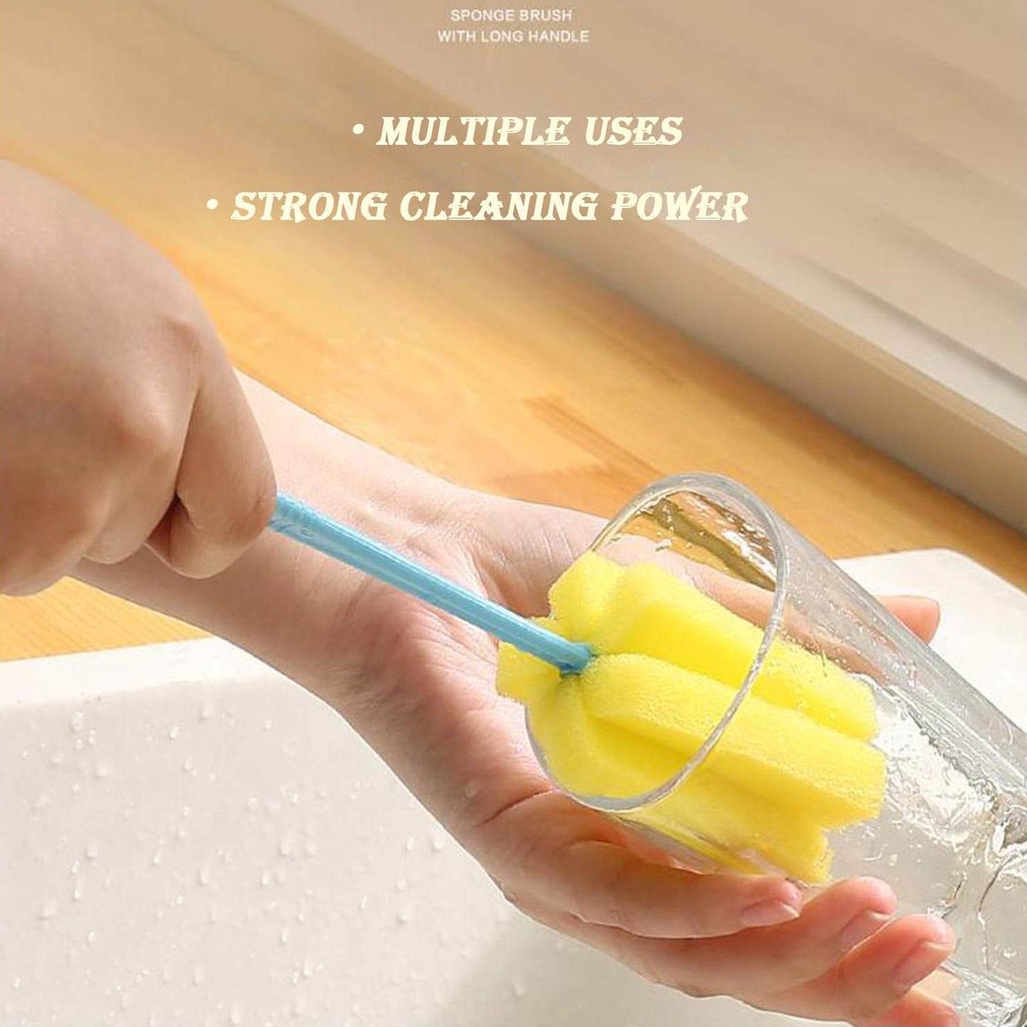 7443 Sponge Cup Washing Brush Washing Cup Milk Bottle Cleaning Brush Kitchen Brush Water Cup Tea Cup Brush Sponge Head Household Kitchen Cleaning Tool (20cm) - Zidbik