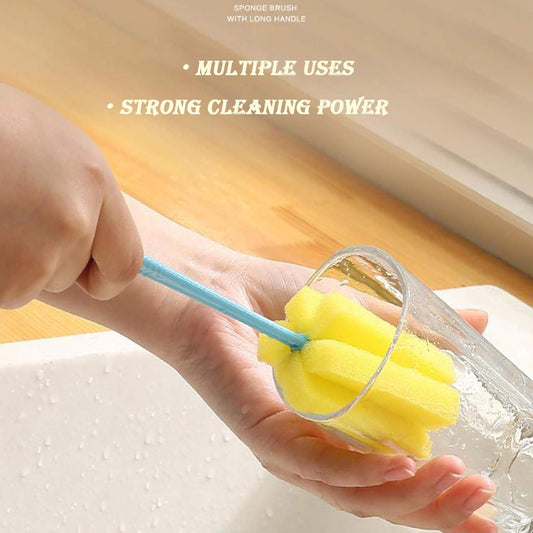 7443 Sponge Cup Washing Brush Washing Cup Milk Bottle Cleaning Brush Kitchen Brush Water Cup Tea Cup Brush Sponge Head Household Kitchen Cleaning Tool (20cm) - Zidbik