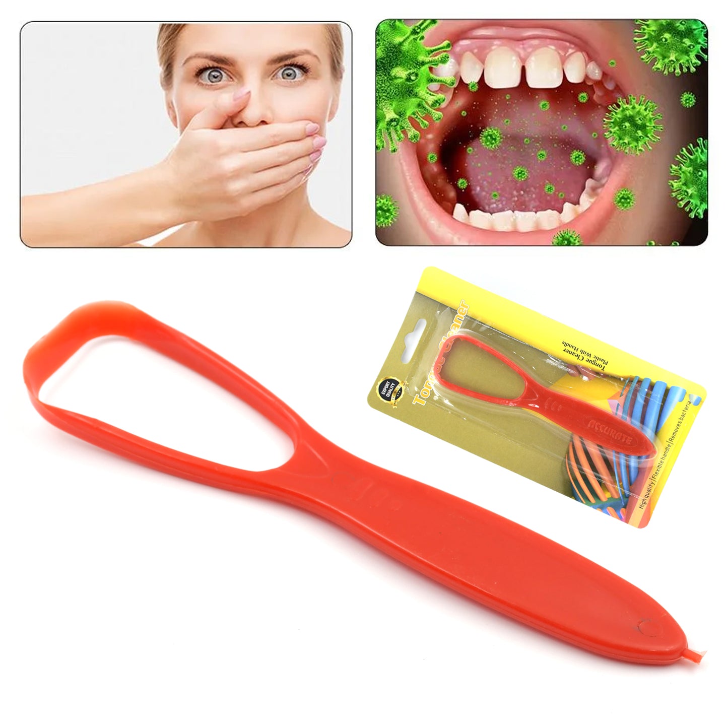 Plastic Tongue Cleaner – Oral Hygiene Scraper for Fresh Breath & Bacteria Removal (1 Pc) - Zidbik