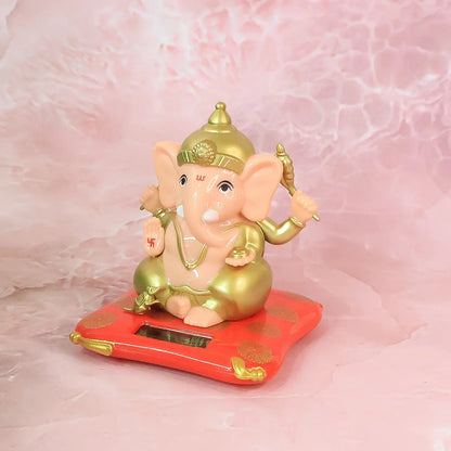 Decorative Medium Lord Ganesh Idol Decorative Statue With Solar-powered Base (1 Pc) - Zidbik