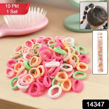 Colorful Soft Elastic Hair Bands Set For Kids Girls (10 Pkt 1 Set) - Zidbik