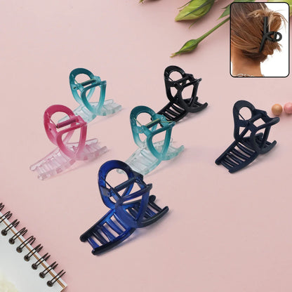 Plastic Hair Clamp Grip Simple Matte Hair Barrette Clamp (12 Pc Mix Design) - Zidbik
