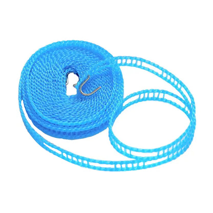 8861 3 Meters Windprood Anti-slip Clothes Washing Line Drying Nylon Rope With Hooks Durable Camping Clothesline Portable Clothes Drying Line Indoor Outdoor Laundry Storage For Travel Home Use (3 Mtr.) - Zidbik