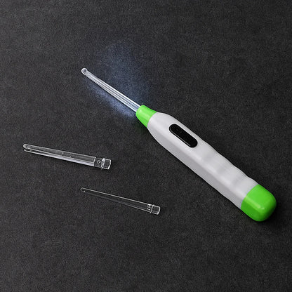 5-in-1 Led Flashlight Earpick With Interchangeable Transparent Ear Wax Removal Heads - Zidbik