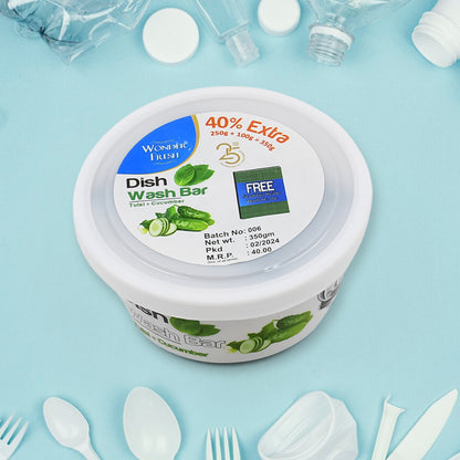 Fresh Mix Flavor Round Dishwash Bar With Super Scrubber Free Complete Dishwashing Solution Tough Stains Remover (350 Gm) - Zidbik