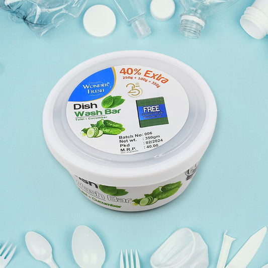 Fresh Mix Flavor Round Dishwash Bar With Super Scrubber Free Complete Dishwashing Solution Tough Stains Remover (350 Gm) - Zidbik