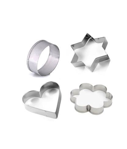 0827 Cookie Cutter Stainless Steel Cookie Cutter With Shape Heart Round Star And Flower (4 Pieces) - Zidbik