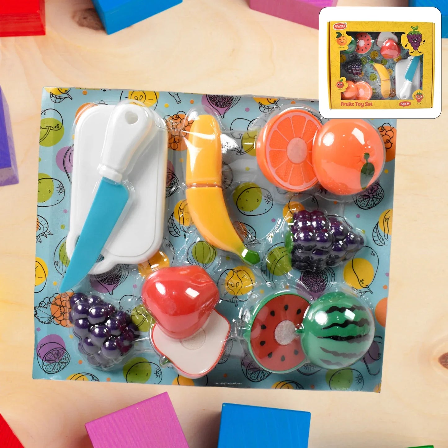 Realistic Sliceable Fruits Cutting Play Toy Set (7 Pcs Set) - Zidbik