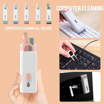 6462 7 In 1 Electronic Cleaner Kit Cleaning Kit For Monitor Keyboard Airpods Screen Dust Brush Including Soft Sweep Swipe Airpod Cleaner Pen Key Puller And Spray Bottle - Zidbik
