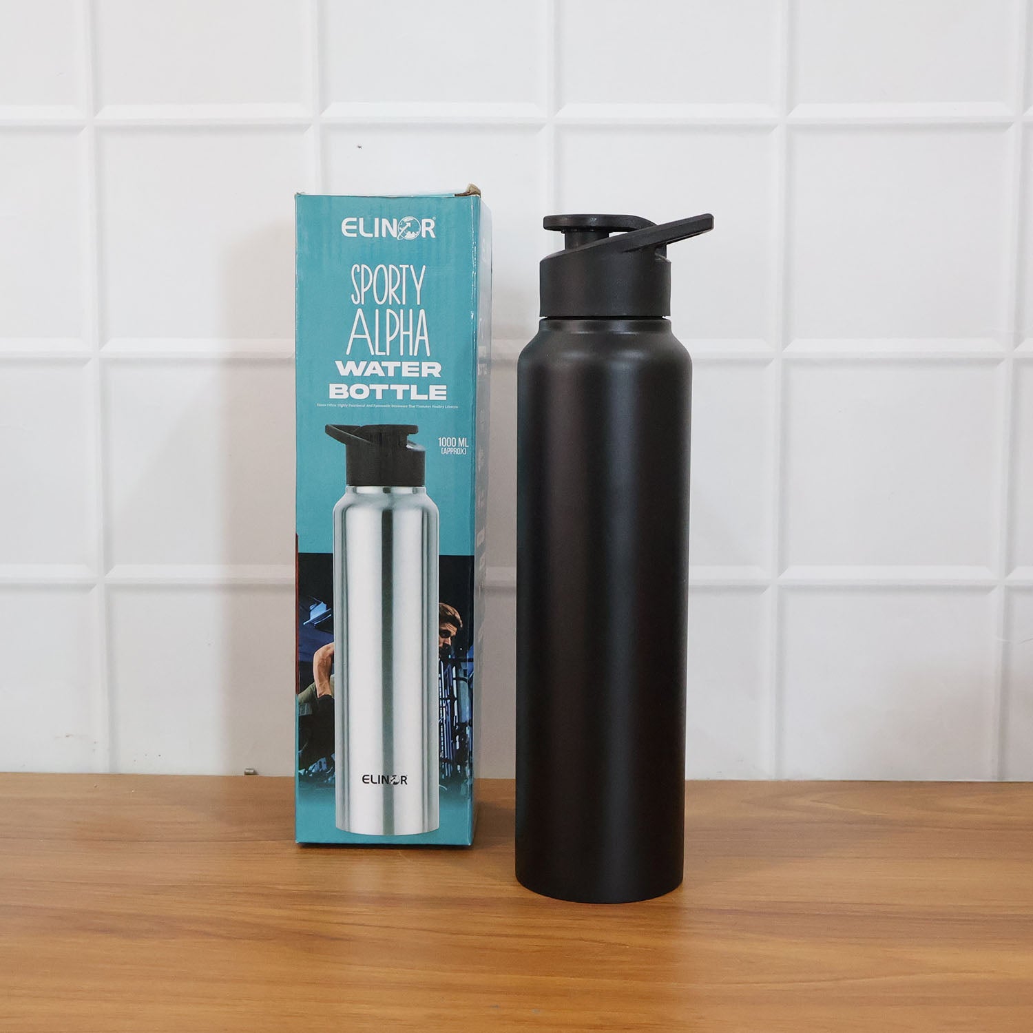 Stainless Steel 1000ml Flip-top Reusable Sports Water Bottle  1 Pc