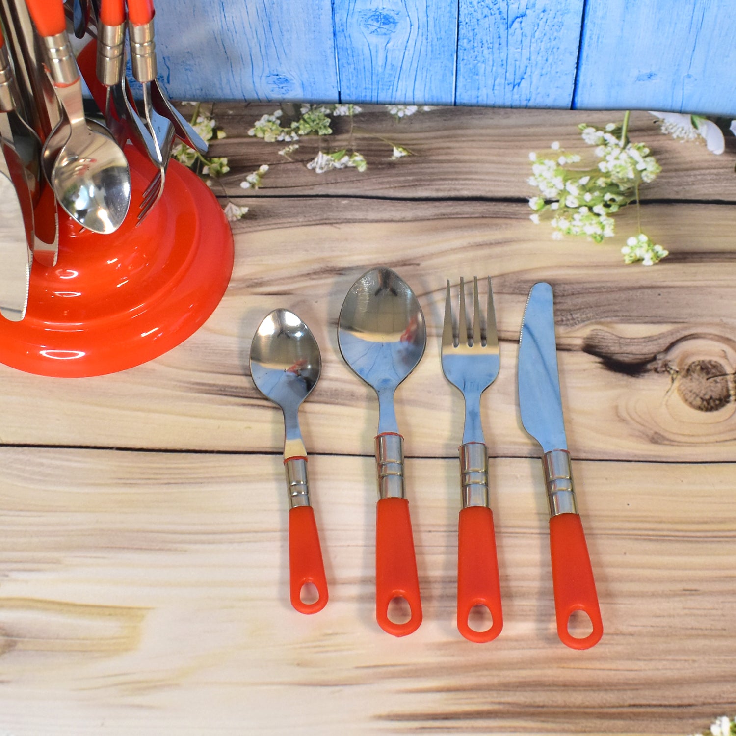 Luxury Cutlery Set For Dining Table Stainless Steel 26-piece Set With Stand (1 Set - Zidbik