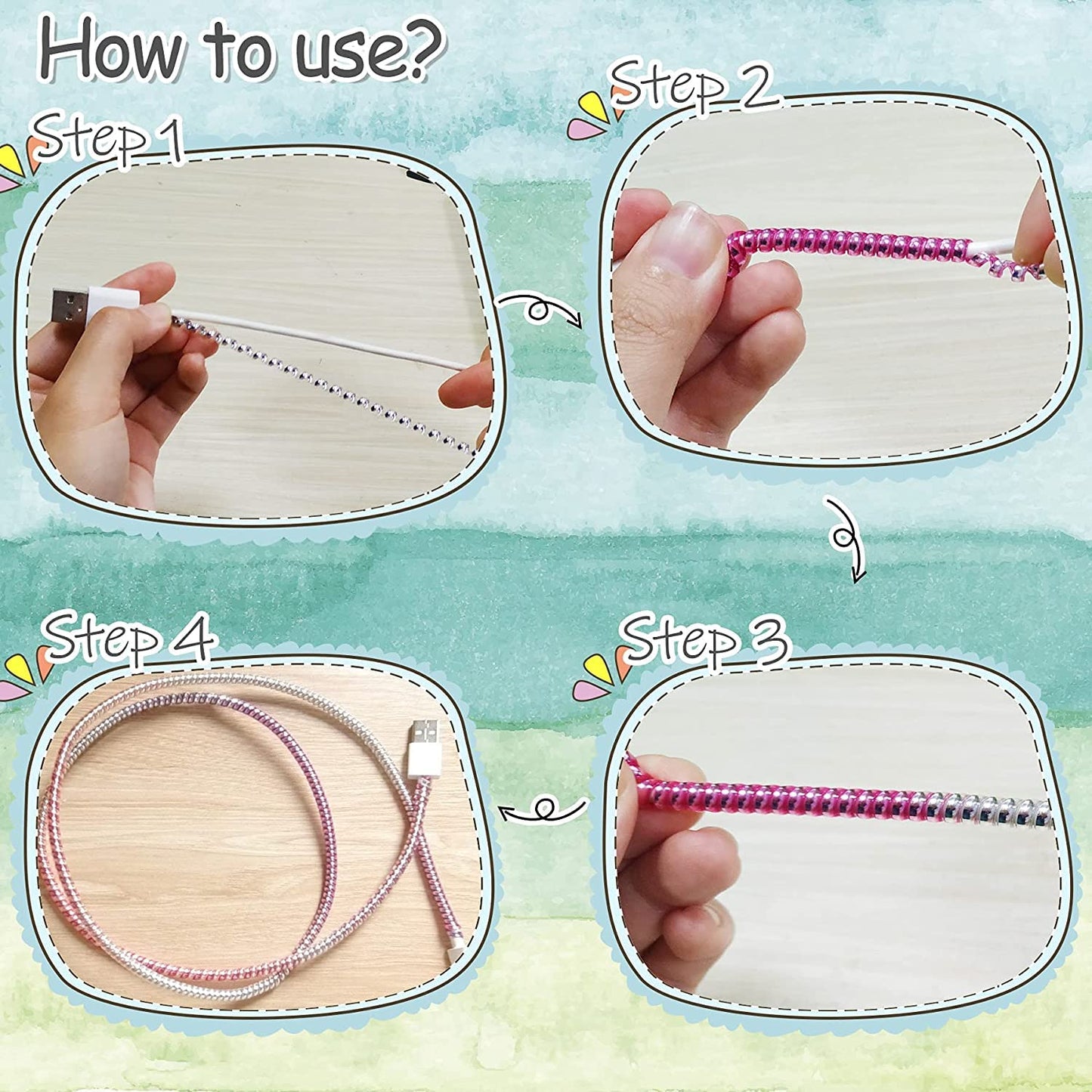 6011 Metallic Finish Cable Spiral Protectorwire Repairpet Cord Protectorheadphone Saver Cable Wrapcover For Mac Charging Cable - Zidbik