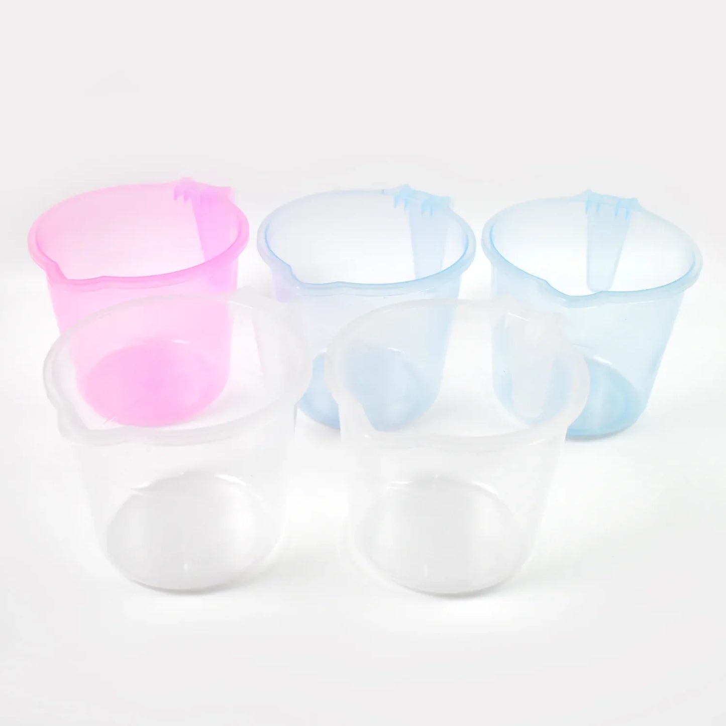 Plastic Round Transparent Bath Water Mug (5 Pc Mix Colour 1200 Ml) - Zidbik