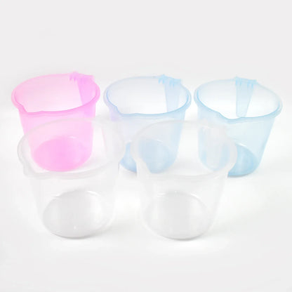 Plastic Round Transparent Bath Water Mug (5 Pc Mix Colour 1200 Ml) - Zidbik