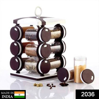 2036 Spice Jar Set - Food Grade Plastic 12pcs Spice Jar (Brown Box) - Zidbik